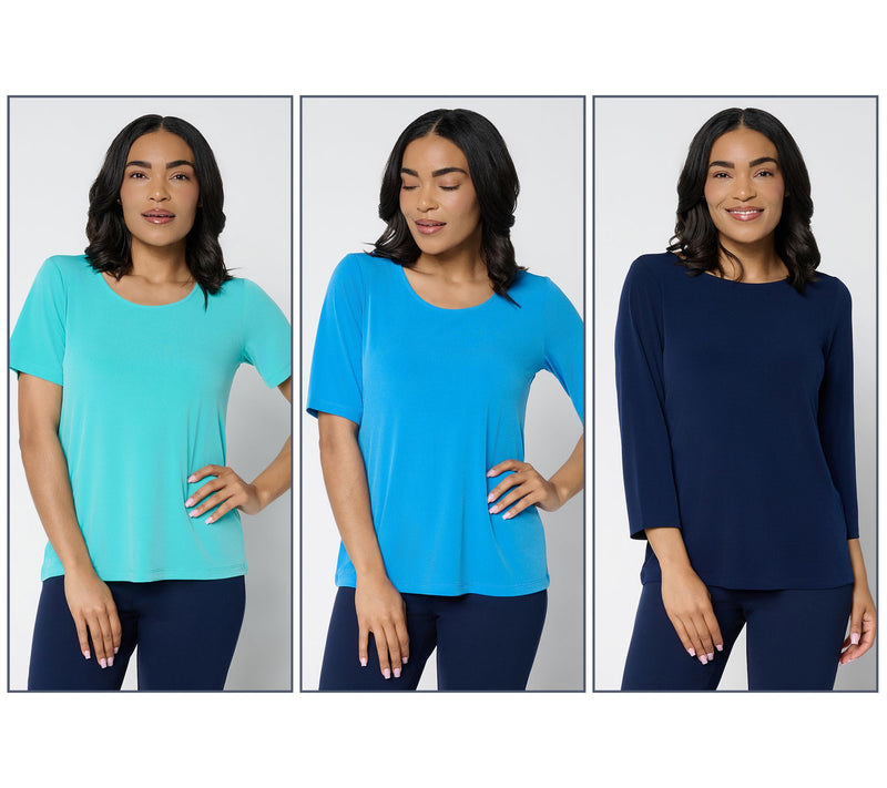 Susan Graver Essentials Liquid Knit Set of 3 Tops — View 6