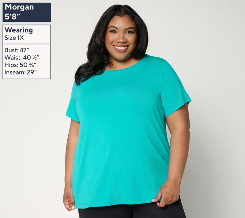 Susan Graver Essentials Rayon Allure Knit Ballet A-Line Top — View 4