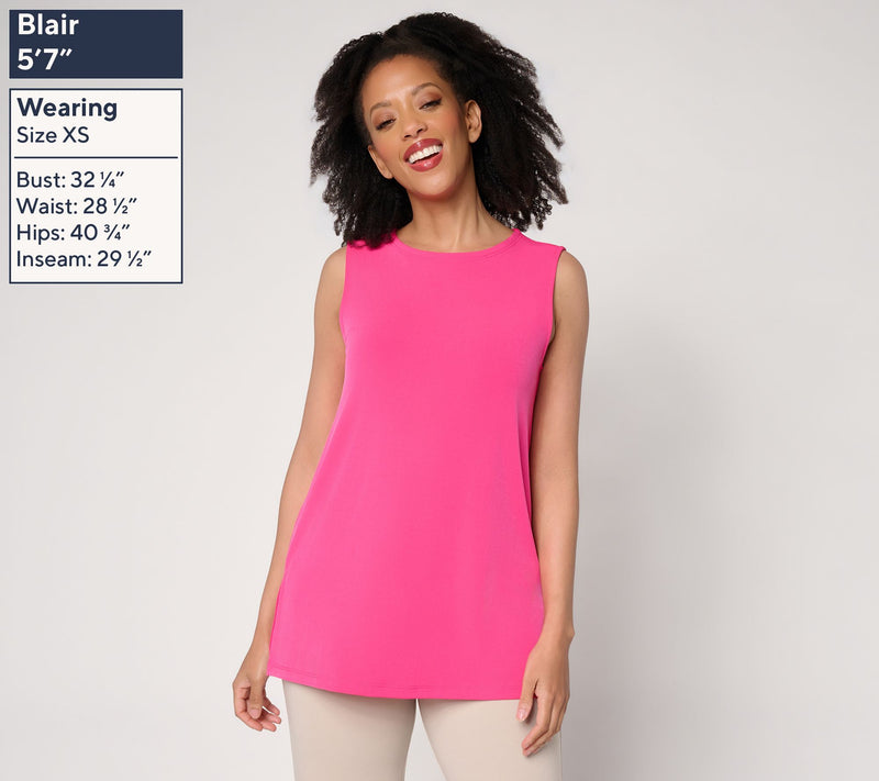 Susan Graver Essentials Petite Liquid Knit Sleeveless A-Line Tunic — View 4