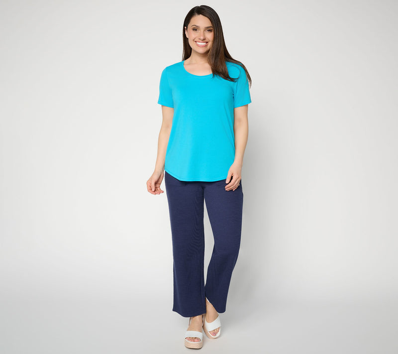 Susan Graver Essentials Comfy Cotton Top With Shirt-Tail Hem — View 5