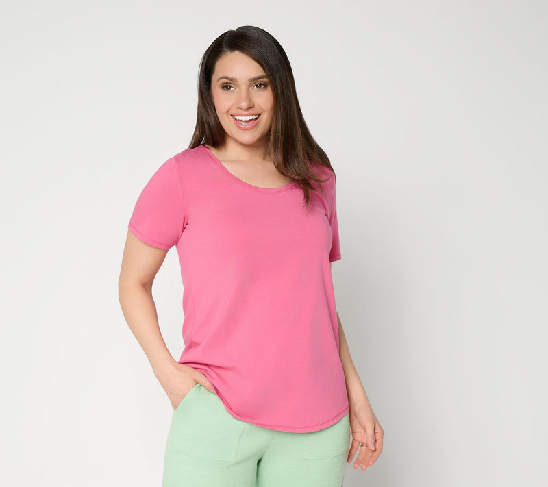 Susan Graver Essentials Comfy Cotton Top With Shirt-Tail Hem — View 14