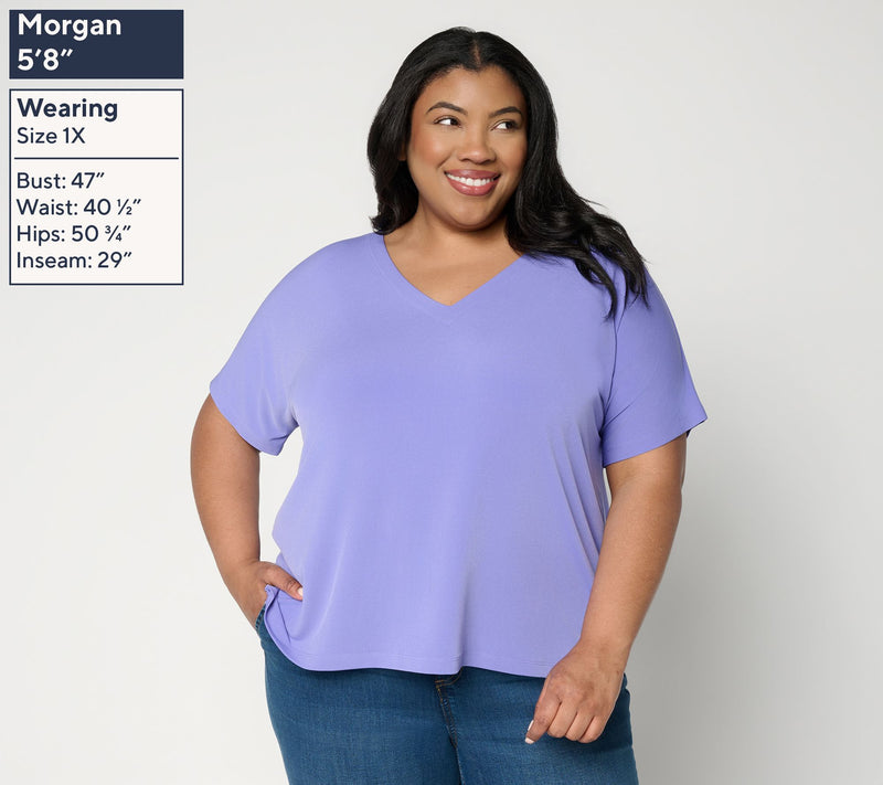 Susan Graver Essentials Liquid Knit Dolman Sleeve Top — View 2