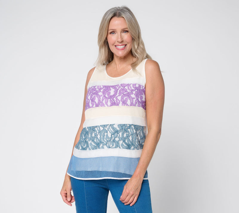 Susan Graver Mixed Media Novelty Lace and Crochet Tank Top — View 9