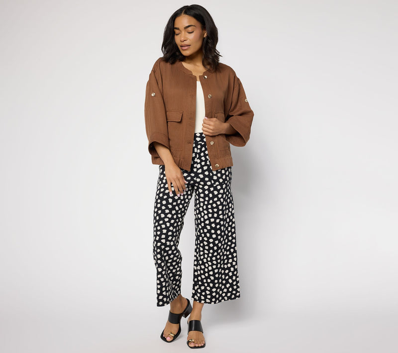 Susan Graver Drapey Stretch Lyocell Woven Button Front Jacket — View 5
