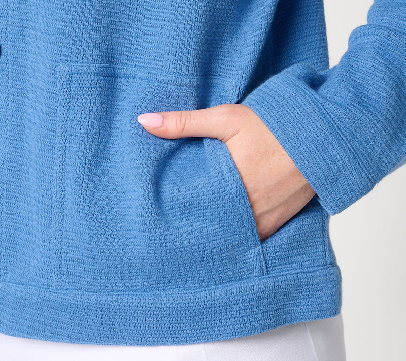 Susan Graver Textured Woven Button Front Jacket — View 6