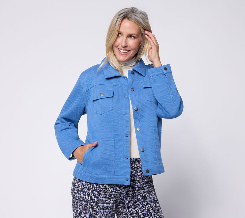 Susan Graver Textured Woven Button Front Jacket — Main view