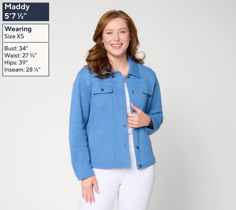 Susan Graver Textured Woven Button Front Jacket — View 3