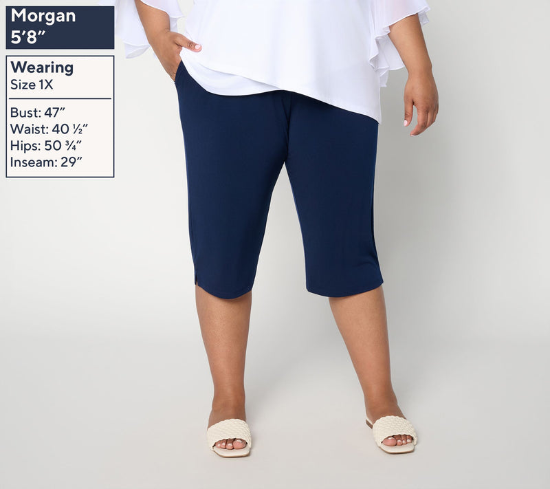Susan Graver Regular Liquid Knit Straight-Leg Pedal Pusher — View 2