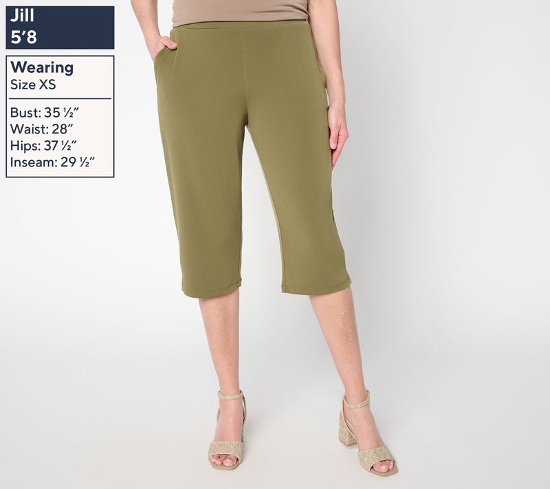 Susan Graver Petite Liquid Knit Straight-Leg Pedal Pusher — View 3