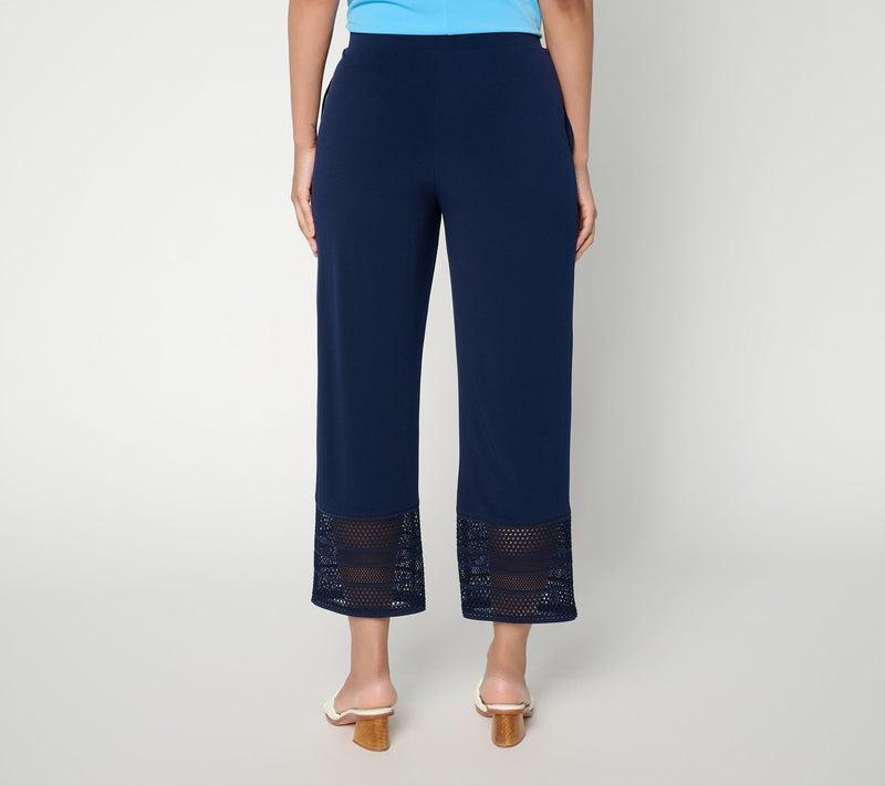 Susan Graver Regular Liquid Knit Crop Pant with Crotchet Lace — View 10