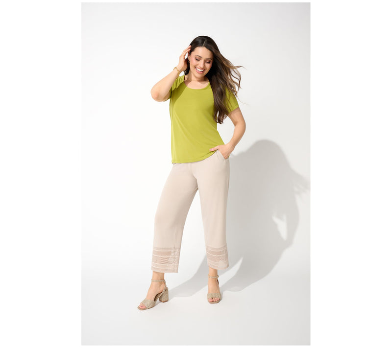 Susan Graver Regular Liquid Knit Crop Pant with Crotchet Lace — View 13