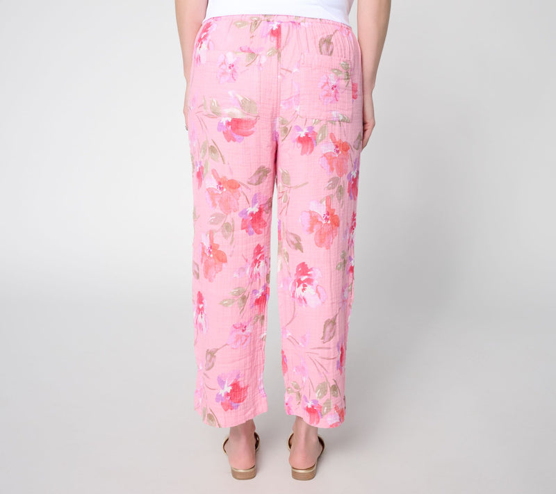Susan Graver Regular Getaway Cotton Gauze Wide Leg Crop Pants — View 13
