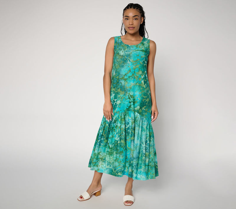 Susan Graver Regular Printed Burnout Tiered Sleeveless Maxi Dress — View 12