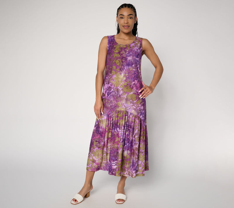 Susan Graver Petite Printed Burnout Tiered Sleeveless Maxi Dress — View 13