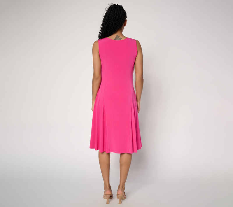 Susan Graver Regular Liquid Knit Sleeveless Dress — View 4