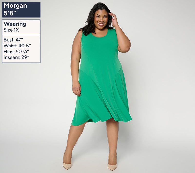 Susan Graver Petite Liquid Knit Sleeveless Dress — View 2