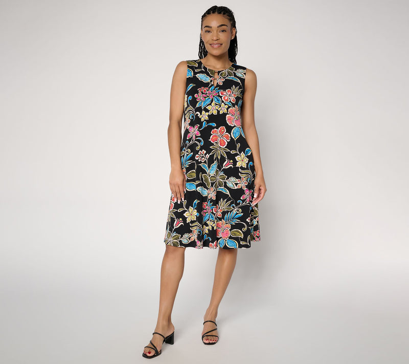Susan Graver Petite Liquid Knit A-Line Dress in Prints or Slids — View 15