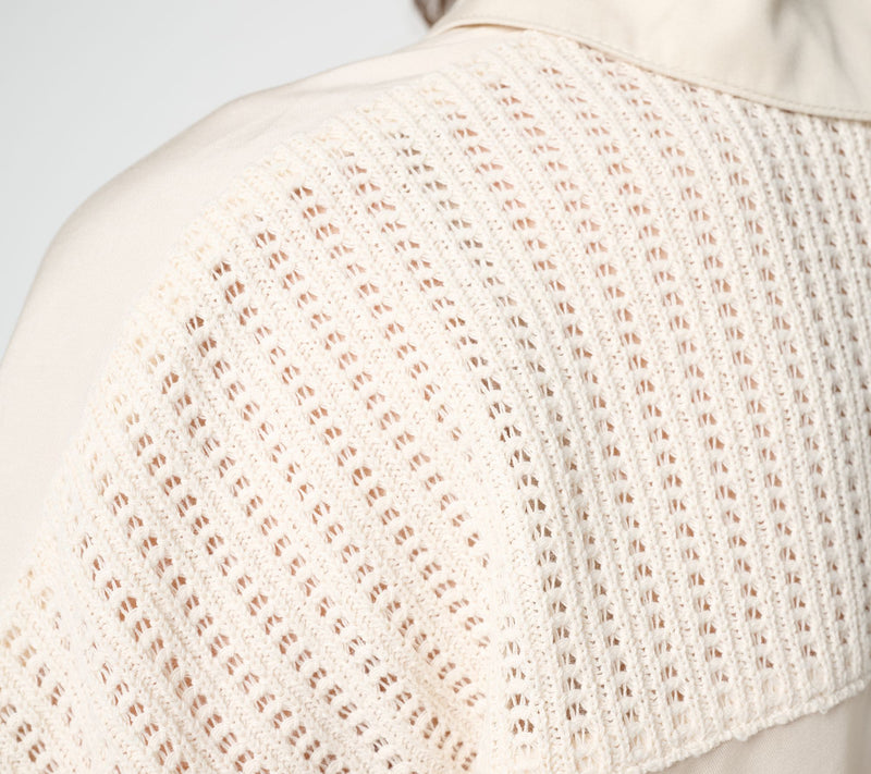 Peace Love World Boheme Button Front Shirt with Crochet Detail — View 6
