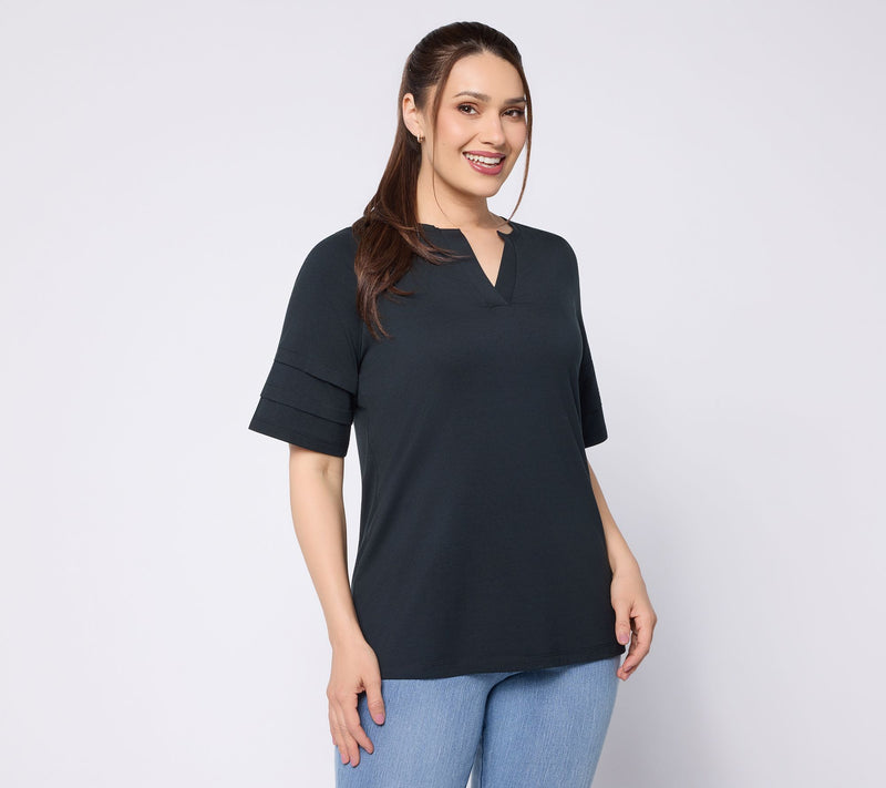 Belle by Kim Gravel TripleLuxe Knit Folded & Fab Elbow Top — View 13