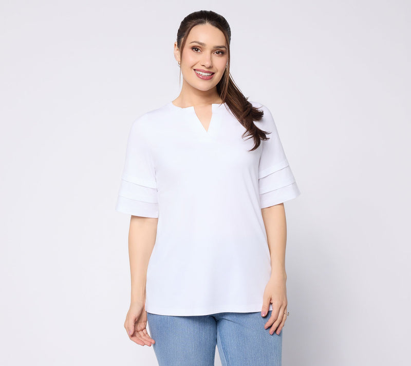 Belle by Kim Gravel TripleLuxe Knit Folded & Fab Elbow Top — View 14