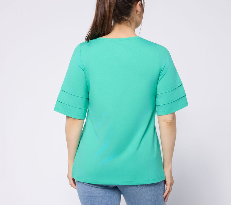 Belle by Kim Gravel TripleLuxe Knit Folded & Fab Elbow Top — View 4