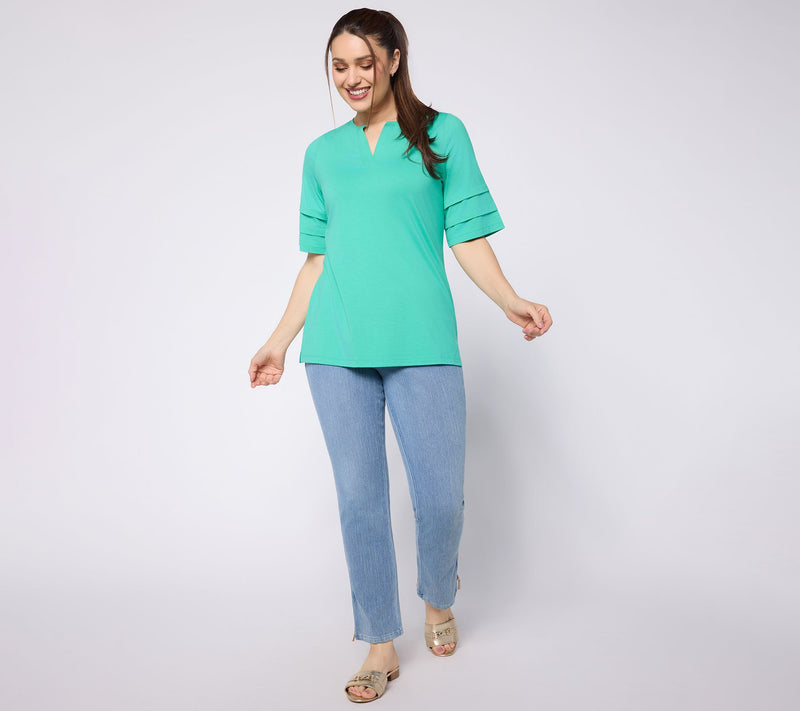 Belle by Kim Gravel TripleLuxe Knit Folded & Fab Elbow Top — View 5