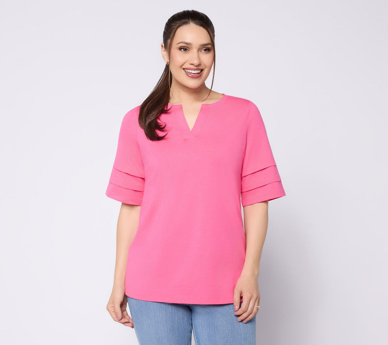 Belle by Kim Gravel TripleLuxe Knit Folded & Fab Elbow Top — View 17