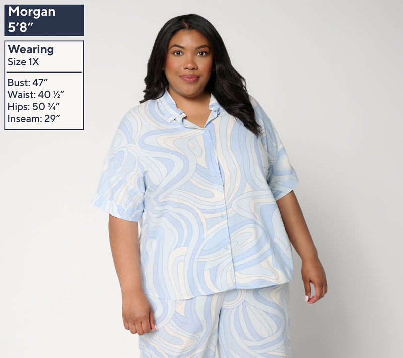Peace Love World Boheme Linen Button Up Polo Top — View 2