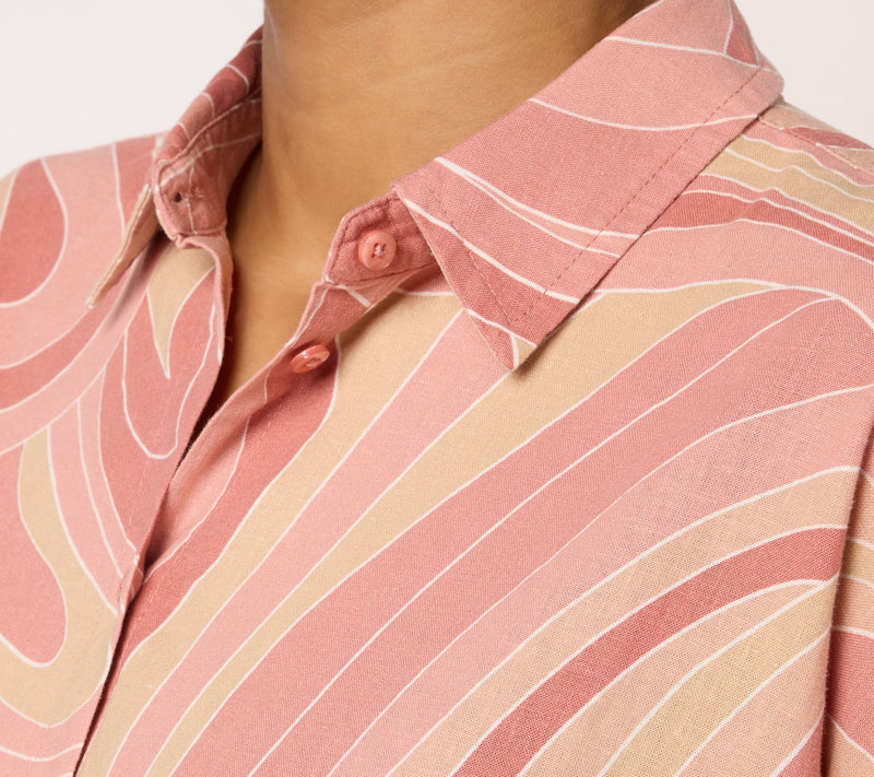Peace Love World Boheme Linen Button Up Polo Top — View 6