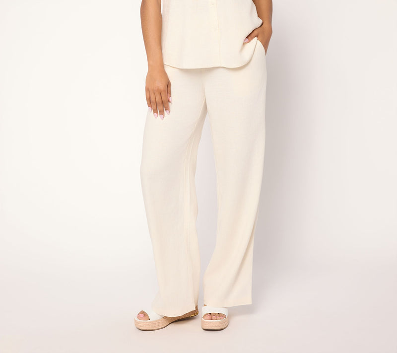 Peace Love World Boheme Petite Linen FullLength Wide Leg Pants — View 11