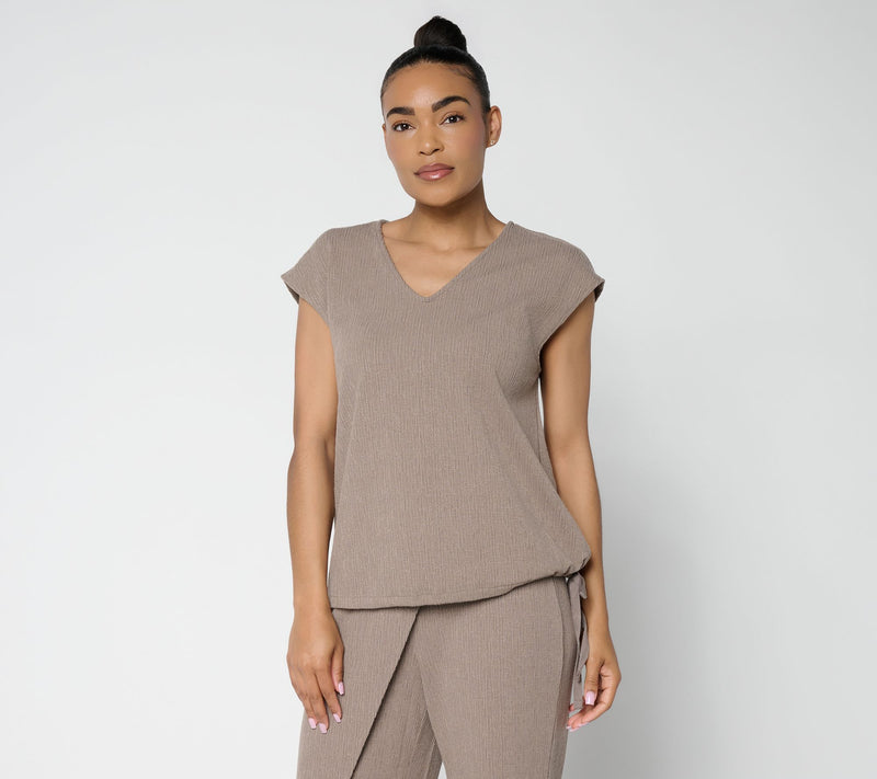 Peace Love World V-Neck Dolman With Drawstring Waistband — View 11