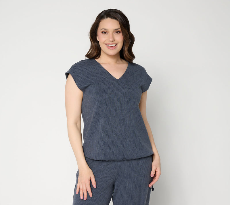 Peace Love World V-Neck Dolman With Drawstring Waistband — View 13