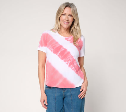 Anybody Cozy Knit Jersey Tie Dye Short Sleeve Top
