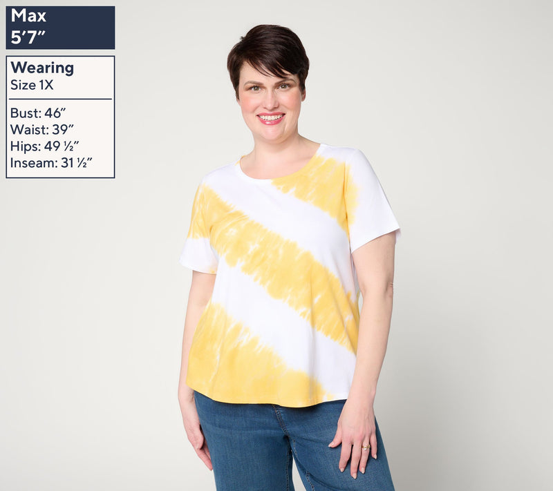 Anybody Cozy Knit Jersey Tie Dye Short Sleeve Top — View 2
