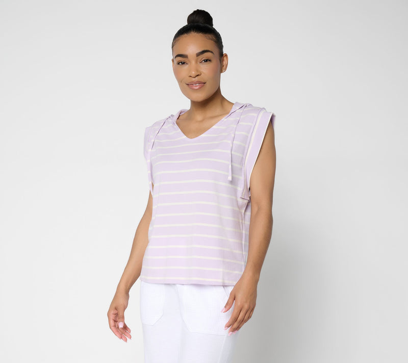 Anybody Cozy Knit Jersey Yarn Dyed Sleeveless Hoodie — Main view