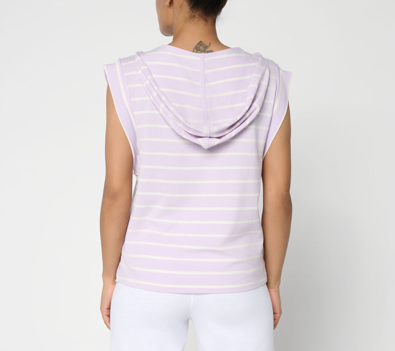 Anybody Cozy Knit Jersey Yarn Dyed Sleeveless Hoodie — View 4