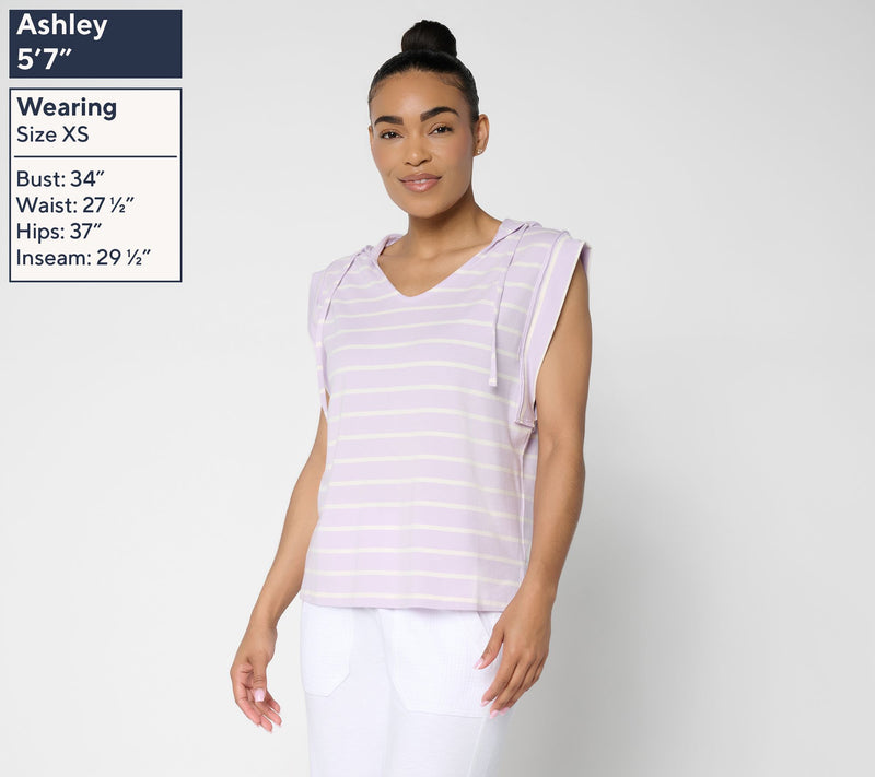 Anybody Cozy Knit Jersey Yarn Dyed Sleeveless Hoodie — View 3