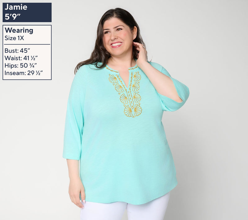 Belle Beach by Kim Gravel Regular Slub Knit Glam Clam Tunic — View 2