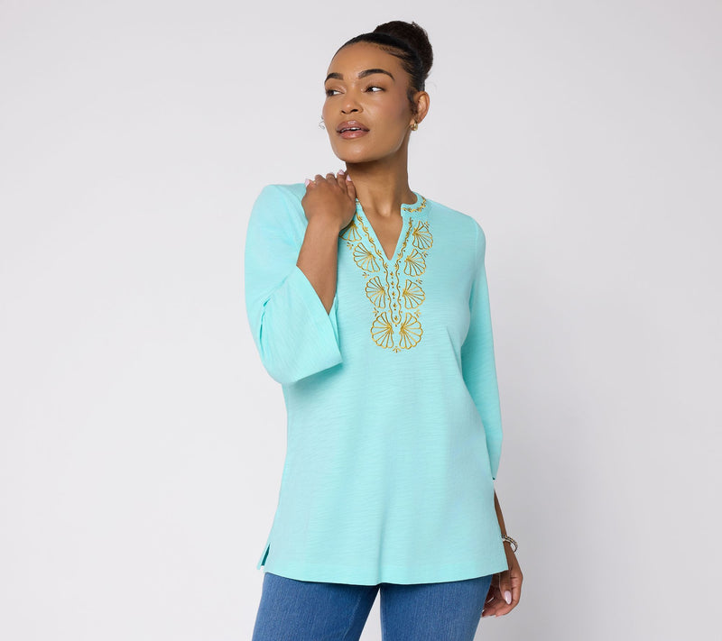 Belle Beach by Kim Gravel Regular Slub Knit Glam Clam Tunic — View 16