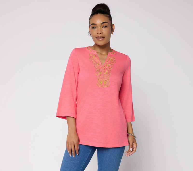 Belle Beach by Kim Gravel Regular Slub Knit Glam Clam Tunic — View 17