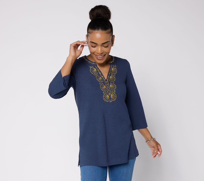 Belle Beach by Kim Gravel Regular Slub Knit Glam Clam Tunic — View 18