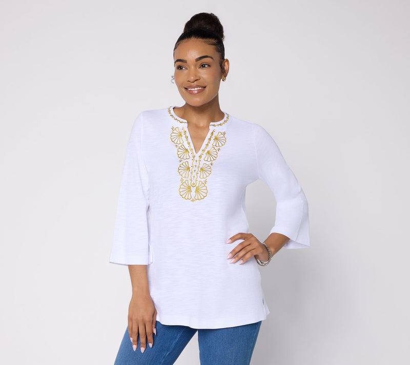 Belle Beach by Kim Gravel Petite Slub Knit Glam Clam Tunic — View 14