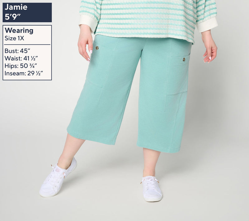 Anybody Tall Beach Wash French Terry Cargo Capri — View 2