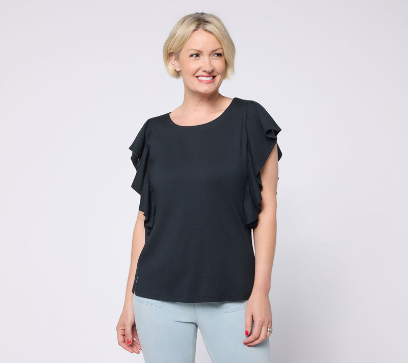 Belle by Kim Gravel TripleLuxe Knit Tres Chic Ruffle Top — View 12