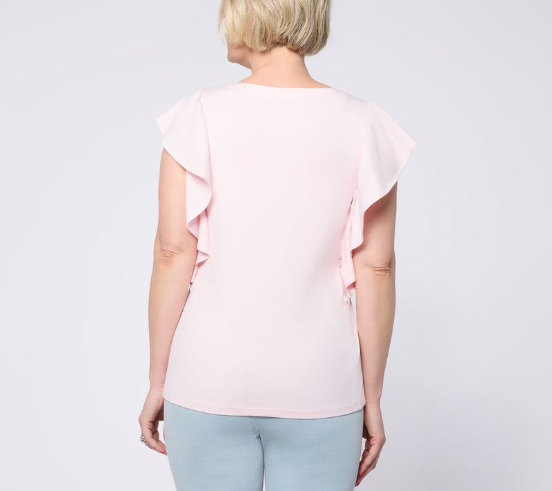 Belle by Kim Gravel TripleLuxe Knit Tres Chic Ruffle Top — View 4