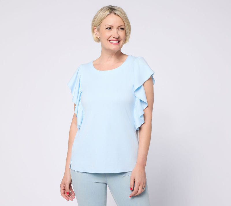 Belle by Kim Gravel TripleLuxe Knit Tres Chic Ruffle Top — View 15