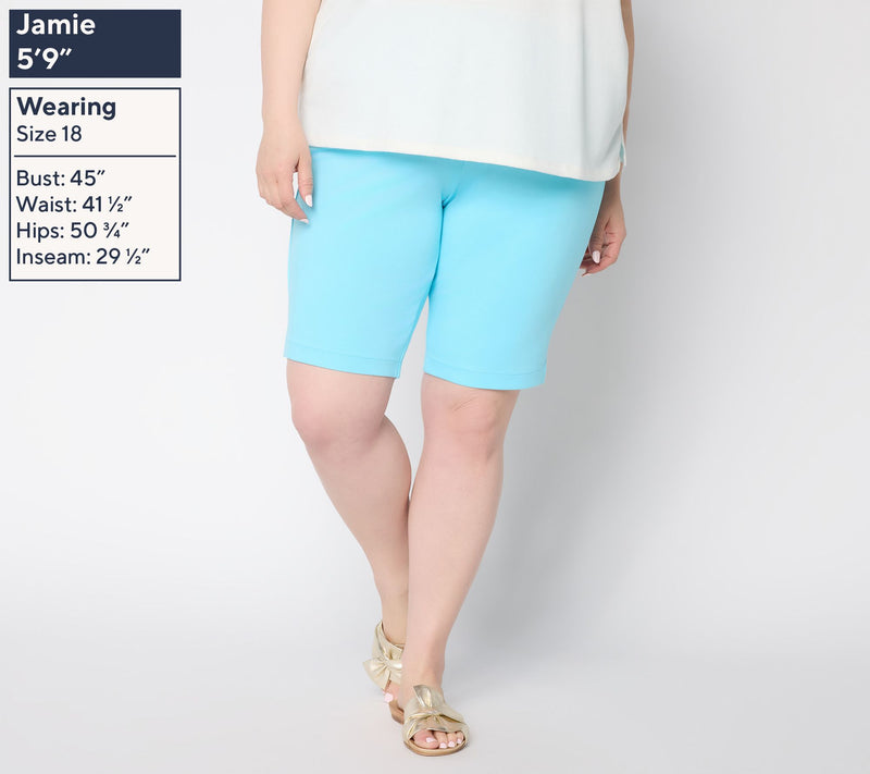 Belle by Kim Gravel Petite Ponte Hollywood Waist Bermuda Short — View 2