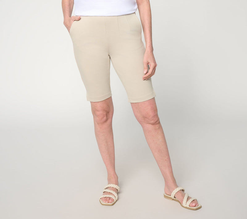 Belle by Kim Gravel Petite Ponte Hollywood Waist Bermuda Short — View 16
