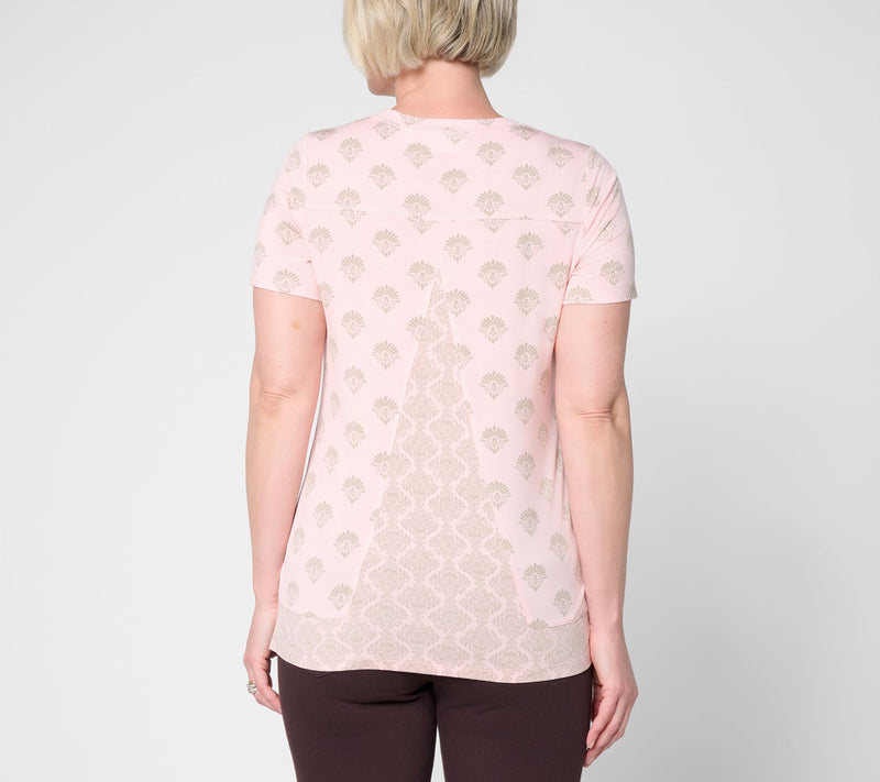 Belle Boho by Kim Gravel Rayon Spandex Santorini Sea Twin Print Top — View 4