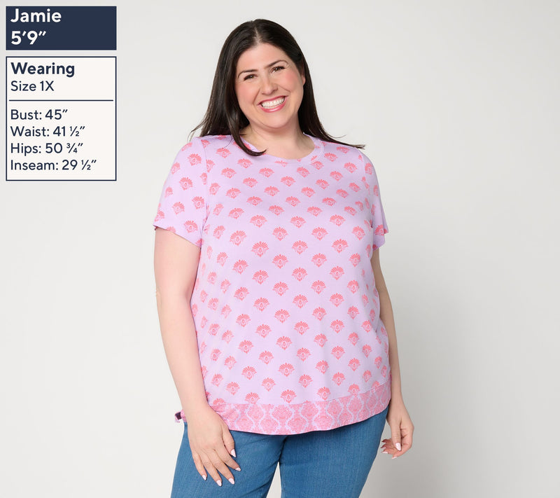 Belle Boho by Kim Gravel Rayon Spandex Santorini Sea Twin Print Top — View 2